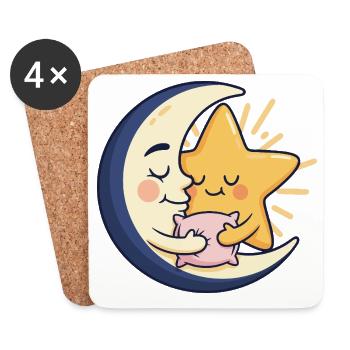 Moon and Star Cuddle Friend - Coasters (set of 4) - white - Front