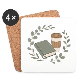 Book Friend Chapter and Coffee - Coasters (set of 4) - white - Front