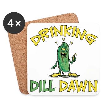 Drinking Dill Dawn Betrunkene Gurke Dillgurke - Untersetzer (4er-Set) - Weiß - Vorne