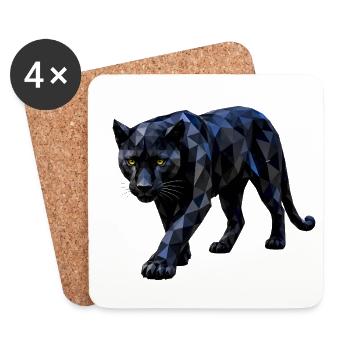 Polygon-Panther - Untersetzer (4er-Set) - Weiß - Vorne