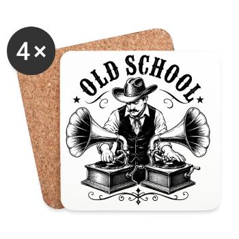 Old School DJ with Gramophone - Coasters (set of 4) - white - Front