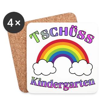 Tschüss Kindergarten - Abschied Motiv - Untersetzer (4er-Set) - Weiß - Vorne