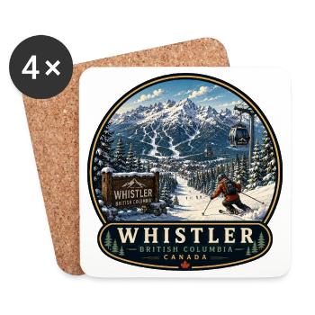 Vacances de ski à la station de ski de Whistler Canada - Dessous de verre (lot de 4) - blanc - Devant
