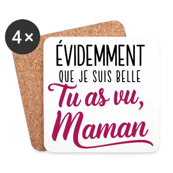 Belle comme Maman - Dessous de verre (lot de 4) - blanc - Devant