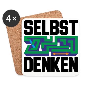 Selbst denken = Eigenständigkeit - Untersetzer (4er-Set) - Weiß - Vorne