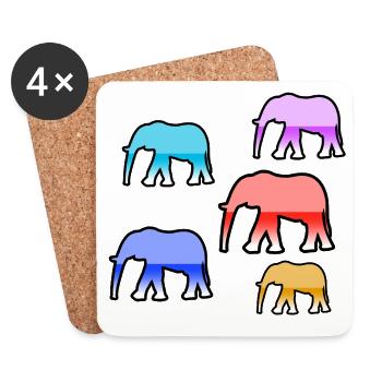 Elephants - Coasters (set of 4) - white - Front