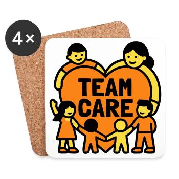 Team Care Herz Kita Wappen - Untersetzer (4er-Set) - Weiß - Vorne