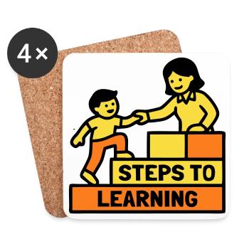 Steps to Learning Schule Logo - Untersetzer (4er-Set) - Weiß - Vorne