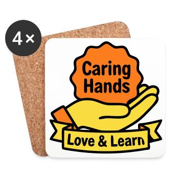 Kita Wappen Caring Hands Logo - Untersetzer (4er-Set) - Weiß - Vorne