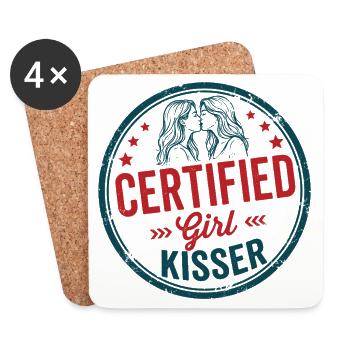 LGBTQ Pride Month - Lesbian Pride - Girl Kisser - Coasters (set of 4) - white - Front