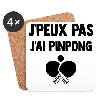 J-peux_pas_j-ai_pinpong - Dessous de verre (lot de 4) - blanc - Devant
