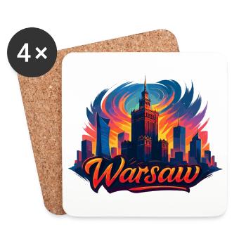 Warschau Skyline Kunst – Bunt & Modern - Untersetzer (4er-Set) - Weiß - Vorne