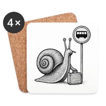 Eine Schnecke auf dem Weg - Untersetzer (4er-Set) - Weiß - Vorne