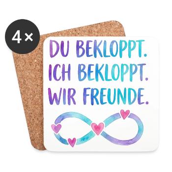 Du bekloppt Ich bekloppt Wir Freunde - Untersetzer (4er-Set) - Weiß - Vorne