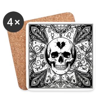 Gothic Scorpio Skull Occult Design - Coasters (set of 4) - white - Front