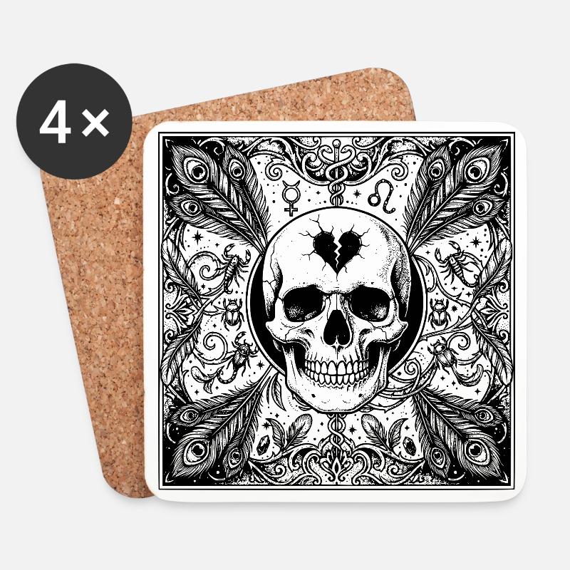 Okkultes Design des gotischen Skorpion-Schädels - Untersetzer (4er-Set) - Weiß