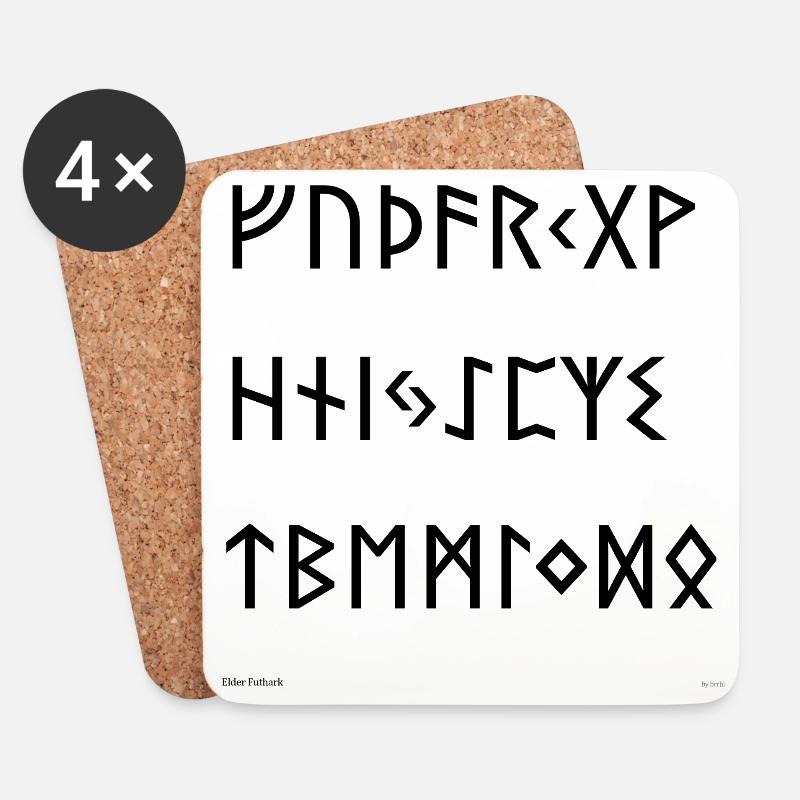 Elder Futhark (black) - Coasters (set of 4) - white
