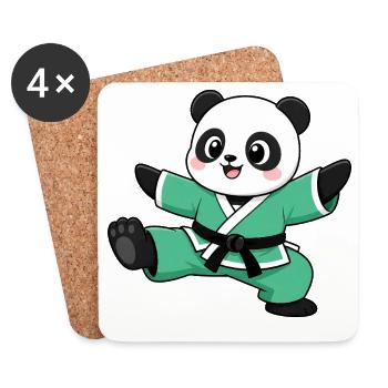 Panda Karate Kick Martial Arts Martial Arts - Coasters (set of 4) - white - Front