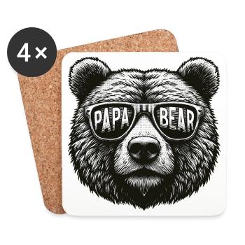 Papa Ours - Dessous de verre (lot de 4) - blanc - Devant