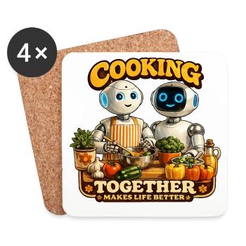 Robots cook together - Coasters (set of 4) - white - Front