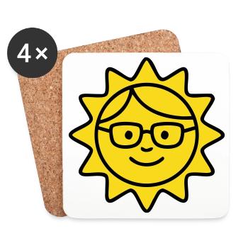 Lachende Sonne Brille Comic - Untersetzer (4er-Set) - Weiß - Vorne