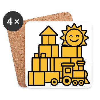 Building Blocks Railway Toys - Coasters (set of 4) - white - Front