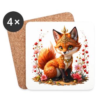 Fox Floral Schmuck - Untersetzer (4er-Set) - Weiß - Vorne