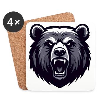 Ours Rugissant – Grizzli sauvage - Dessous de verre (lot de 4) - blanc - Devant