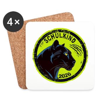 Schwarzer Panther Schulkind 2026 Einschulung Cool - Untersetzer (4er-Set) - Weiß - Vorne