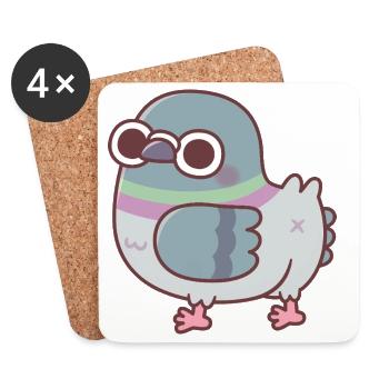 Cute Chonky Pigeon Butt - Coasters (set of 4) - white - Front