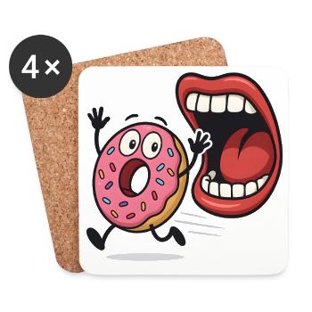 Laufender Donut-Humor - Untersetzer (4er-Set) - Weiß - Vorne