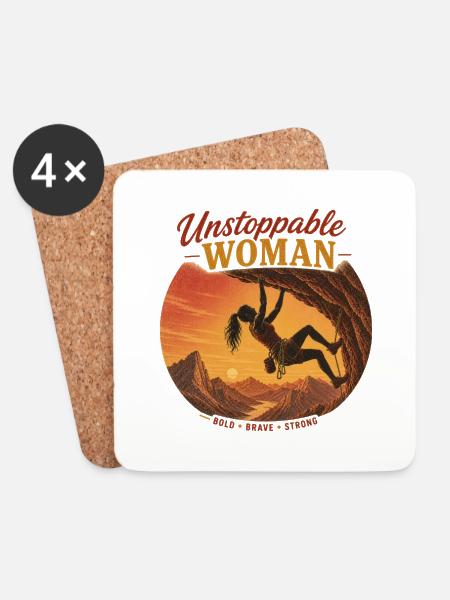 Unstoppable Climber – Brave & Strong - Coasters (set of 4) - white