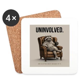 Minding My Business Funny Raccoon - Untersetzer (4er-Set) - Weiß - Vorne