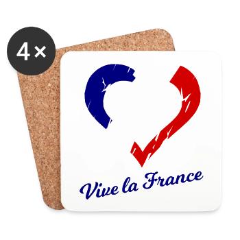 Vive la France Herzflagge - Untersetzer (4er-Set) - Weiß - Vorne