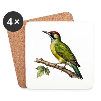 Grüner Specht — Vintage-ornithologische Illustration - Untersetzer (4er-Set) - Weiß - Vorne