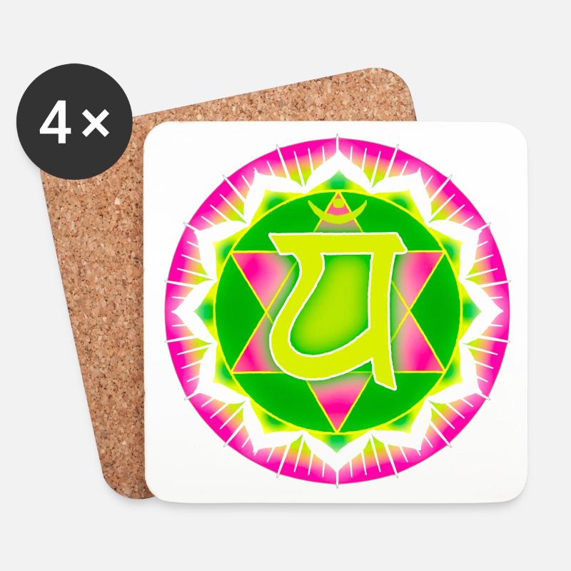 Heart Chakra Anahata - Coasters (set of 4) - white