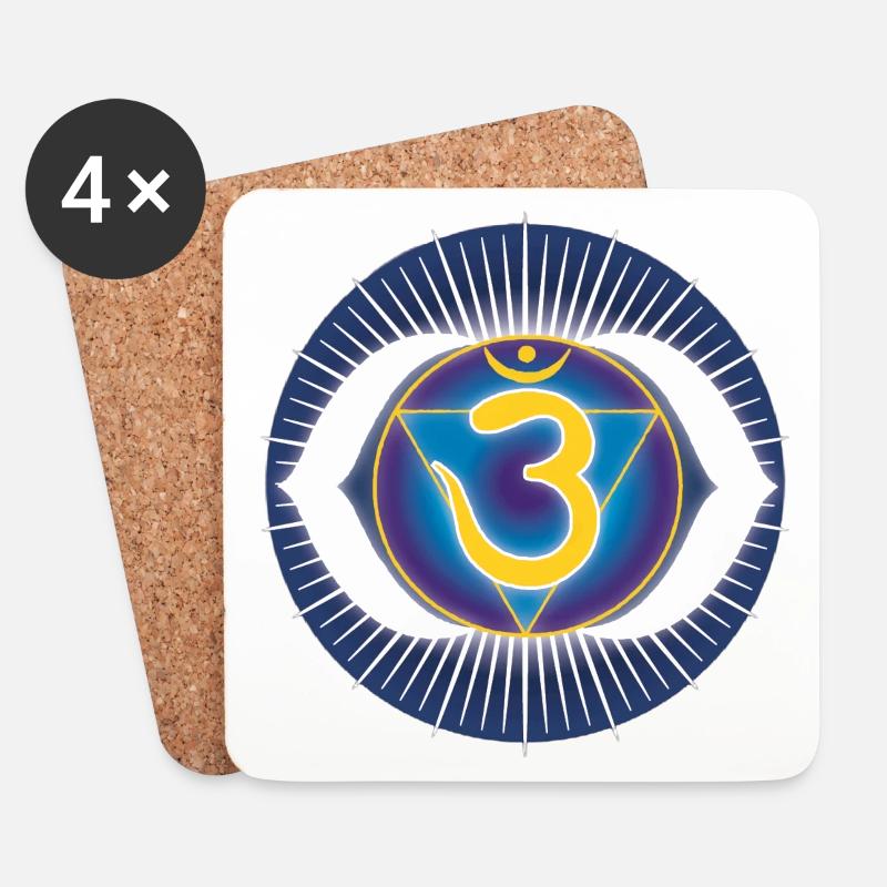 Stirnchakra Ajna - Untersetzer (4er-Set) - Weiß