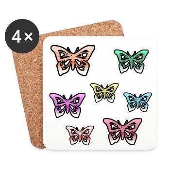Butterflies - Coasters (set of 4) - white - Front
