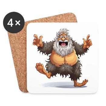 Fröhlicher Bigfoot Cartoon - Untersetzer (4er-Set) - Weiß - Vorne