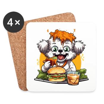 Burger dog avec glaçage au fromage - Dessous de verre (lot de 4) - blanc - Devant