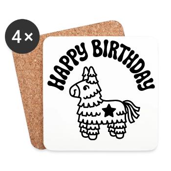 anniversaire - Dessous de verre (lot de 4) - blanc - Devant
