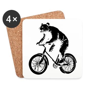 Bicycle Bear - Coasters (set of 4) - white - Front