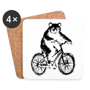 Bicycle Bear - Coasters (set of 4) - white - Front