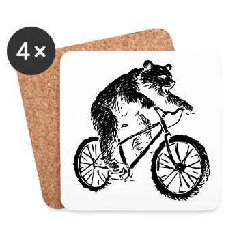Bicycle Bear - Coasters (set of 4) - white - Front