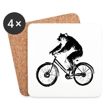 Bicycle Bear - Dessous de verre (lot de 4) - blanc - Devant