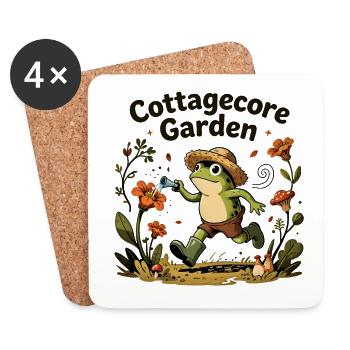 Cottagecore Garden Frog - Dessous de verre (lot de 4) - blanc - Devant
