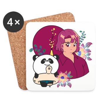 Kawaii Panda & Sommerprothese - Untersetzer (4er-Set) - Weiß - Vorne