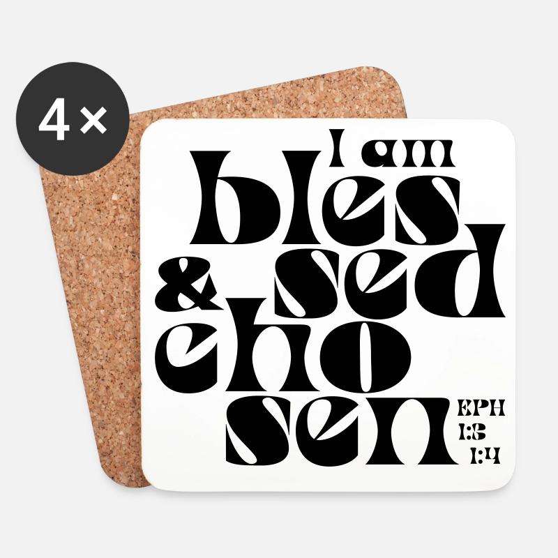 b l e s s e d & c h o s e n - Coasters (set of 4) - white