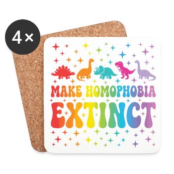 LGBTQ Pride Month - Make Homophobia Extinct - Coasters (set of 4) - white - Front