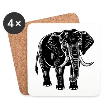 Elephant - Coasters (set of 4) - white - Front